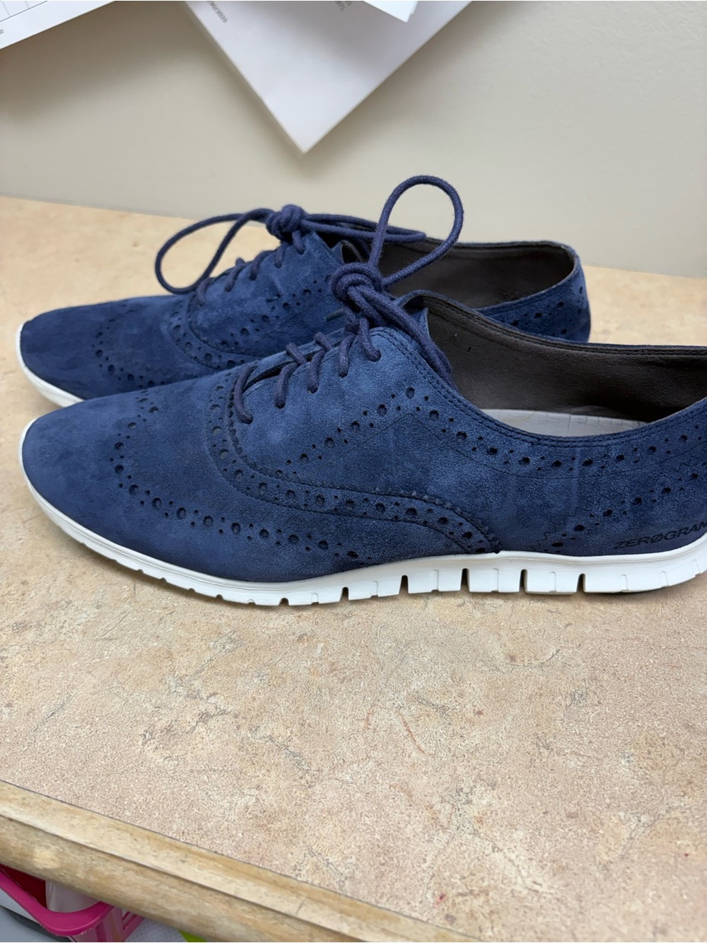 Cole Haan women’s Navy Suede Wingtip Oxford Shoes
